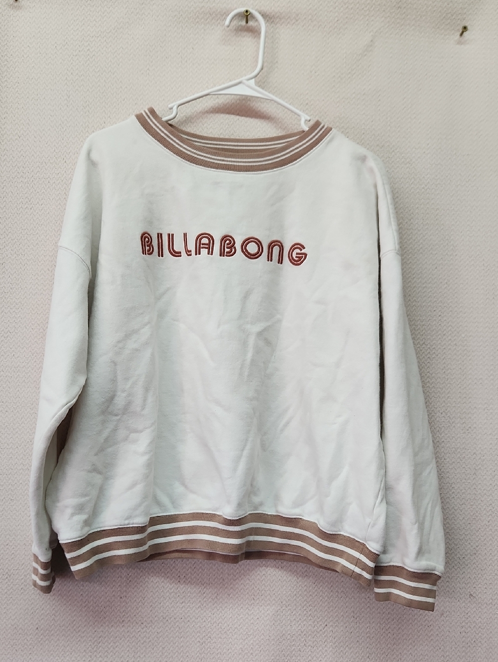 Billabong Ivory Pullover with Tan Stripe Trim